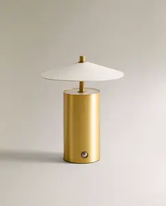 Настольная лампа Zara Home Wireless With Paper Lampshade, золотистый