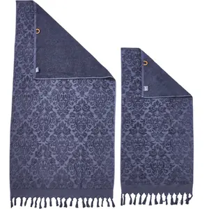 Набор полотенец Provence Ornaments однотонные, с орнаментом, с бахромой Done., антрацит