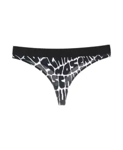 Черные хлопковые бразильские трусы с фантазийным принтом Moschino, черный