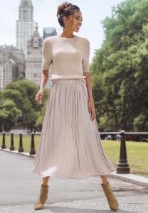 Юбка плиссированная A-line skirt LASCANA, бежевый