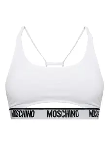 Топ с вырезанным логотипом Moschino, белый