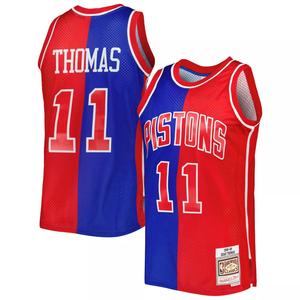 Мужская майка Mitchell & Ness Isiah Thomas сине-красная Detroit Pistons Hardwood Classics 1988-89 Split Swingman