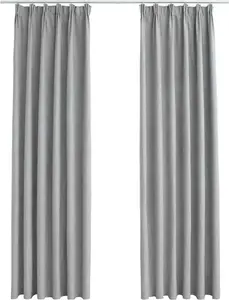 Плотные шторы с крючками, 2 шт., серые, 140x225 см vidaXL