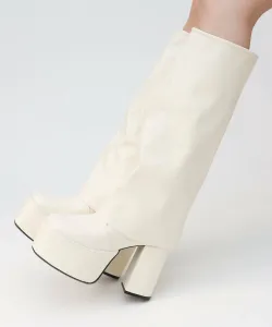 Офисные ботинки на платформе, каблук 10 см, цельный крой, размер 2200 Lovehunter, цвет Ivory Pu