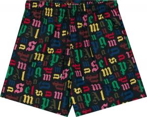Шорты для плавания Palm Angels x Vilebrequin All Over Logo Swimshorts 'Black/Multicolor', черный