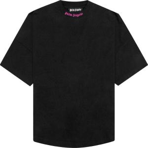 Футболка Palm Angels Doubled Logo Over Tee 'Black/Fuchsia', черный