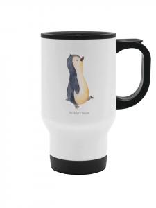 Mr. & Mrs. Panda Термокружка с изображением пингвина, с трогательным рисунком, без надписи, белого цвета