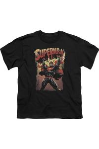 Футболка с принтом "Супермен" для детей с коротким рукавом Gildan, черный