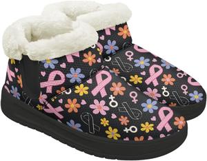 Женские зимние ботинки до щиколотки с искусственным мехом, зимние ботинки для прогулок, модная обувь для зимних образов Fuojuvelie, Breast Cancer