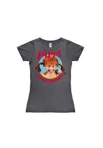 Новая футболка для девочек Пеппи Длинныйчулок - портрет Logoshirt, серый