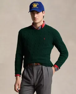 Мужской шерстяно-кашемировый свитер с косой Polo Ralph Lauren, зеленый