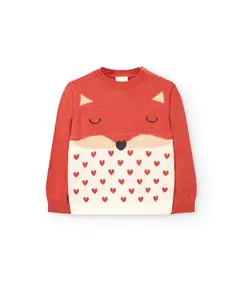 Джемпер для младенца с крупным принтом и круглым вырезом Boboli, бежевый/оранжевый