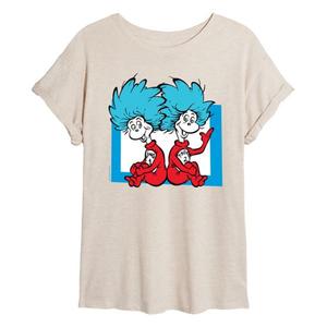 Детская оверсайз футболка с Thing 1 и Thing 2 из Dr Seuss Licensed Character, бежевый