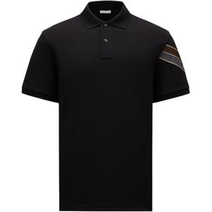 Поло с коротким рукавом и нашивкой-логотипом Moncler, черный