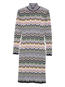 Миди-платье с высоким воротом и зигзагообразным узором Missoni, коричневый