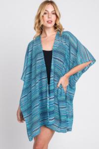 TRUEDAMES Вязаная крючком накидка с открытой передней частью в разноцветную полоску