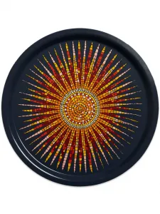 Деревянный поднос с геометричным принтом, 39 см, La Doublej, синий