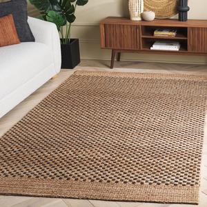 Ковер SAFAVIEH, 183 x 275 см, Natural Fiber Collection, Natural & Black, ручной работы из джута, идеально для гостиной, спальни, столовой (NFB675Z-6)
