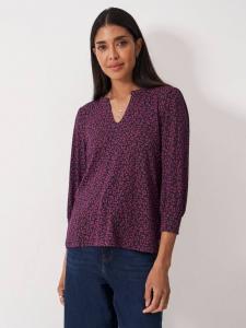 Топ с вырезом-капелькой и леопардовым цветочным принтом Crew Clothing, Berry/Navy