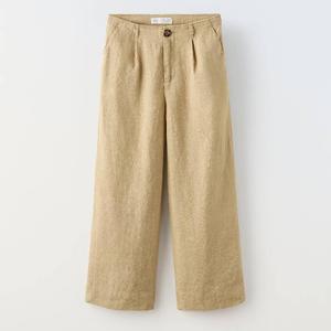 Льняные брюки ZARA, бежевый (размер 7 122 см)