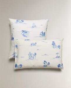 Наволочка Zara Home Toile de Jouy, белый/синий