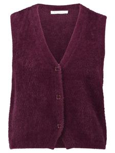 Вязаный кардиган с планкой на пуговицах темно-баклажанового цвета BETTY & CO