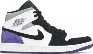 Кроссовки Air Jordan 1 Mid SE Varsity Purple, белый