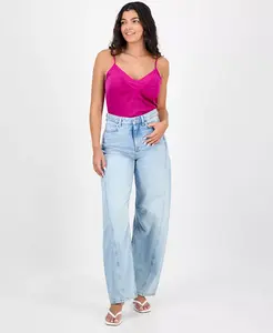 Женские хлопковые джинсы-баллоны с высокой талией и щиколоткой BOSS Orange, синий