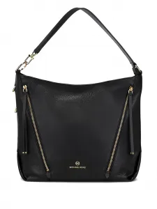 Большая кожаная сумка через плечо с застежкой-молнией Michael Michael Kors, черный