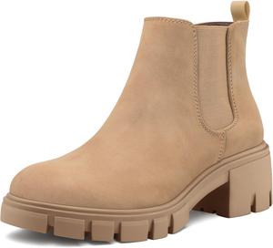 Женские ботильоны mysoft на платформе Chelsea с массивной подошвой, без застежки, с широким устойчивым каблуком, Light Brown