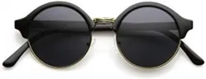 Классические солнцезащитные очки в винтажном стиле с полуободковой оправой и круглым оправой MODA, Black