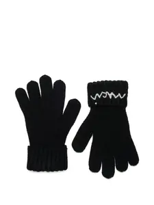 Перчатки с вышивкой Marni Kids, черный