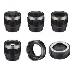 Комплект Rokinon Cine AF T1.9 Full Frame с 4 объективами, профессиональным контроллером и станцией для объективов (24/35/45/75 мм, Sony E)