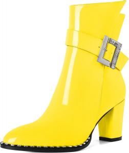 Женские ботильоны Eldof с округлым носком, массивным каблуком, бусинами, осенние короткие ботинки с пряжкой, боковой молнией, каблук 7,5 см