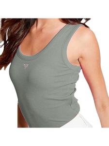 Топ без рукавов с треугольными буквами g Guess, зеленый