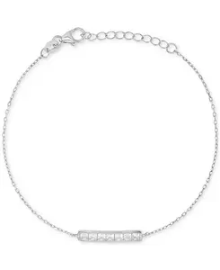 Браслет-Цепочка с звеньями из кубического циркония в огранке «принцесса» Macy'S, silver