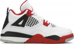 Кроссовки Air Jordan 4 Retro OG PS Fire Red 2020, белый