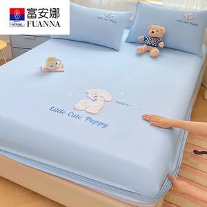 Fuanna Комплект постельного белья (простыня на резинке 200х220 см + 2 наволочки), цвет Mengmeng Lucky Wang - Sea Salt Orchid, мягкая ткань