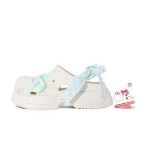 Ouder Сандалии Open Ended Smiley Collection с вырезом в форме сердца, летние, ванильное мороженое, женские белые - ванильное мороженое (с аксессуаром для шнуровки бабочка)