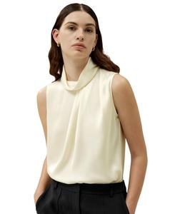Женский асимметричный топ без рукавов с воротником-хомутом LILYSILK, Lily white