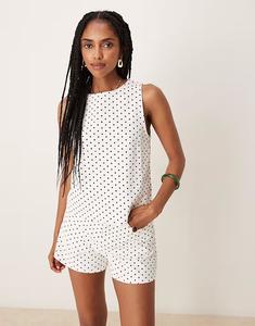 Джинсовый топ с принтом в горошек Asos Design