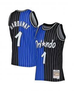 Мужская футболка penny hardaway blue, black orlando magic hardwood classics 1994-95 split swingman jersey Mitchell & Ness