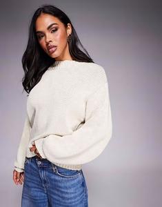 Джемпер свободного кроя с рукавами-фонариками Harmony бежевого цвета Princess Polly