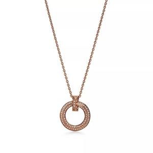Кулон с цепочкой Tiffany & Co. TI Narrow Circle Pave, розовое золото с бриллиантами