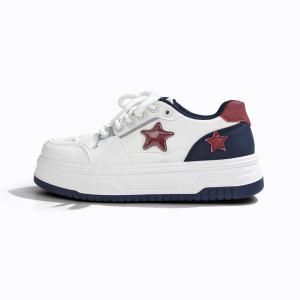 RENBEN Дышащие противоскользящие низкие скейтерские кроссовки для женщин с эффектом увеличения роста красные и синие, цвет Red Blue