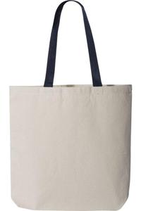 Сумка-тоут Q-Tees объемом 11 л с контрастными ручками, натуральный/темно-синий