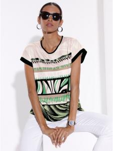 Рубашка с круглым вырезом и принтом резеда-черный creation L