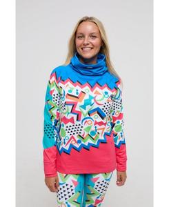Женская термофутболка с высоким воротником - Nuts OOSC, Colorful geometric pattern
