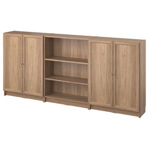 Комбинация книжного шкафа с дверцами BILLY/OXBERG IKEA, 240x30x106 см, цвет oak effect