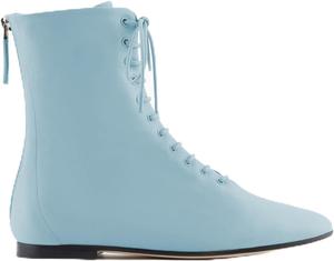 Женские кожаные ботильоны на шнуровке с застежкой сзади, плоские ботинки для повседневной носки OAKUMSAS, Blue